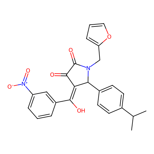 (4E)-1-(furan-2-ylmethyl)-4-[hydroxy(3-nitrophenyl)methylidene]-5-[4-(propan-2-yl)phenyl]pyrrolidine-2,3-dione structure
