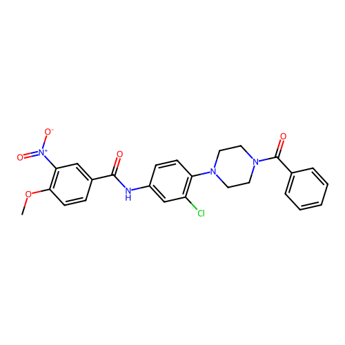 N-(4-(4-benzoylpiperazin-1-yl)-3-chlorophenyl)-4-methoxy-3-nitrobenzamide structure