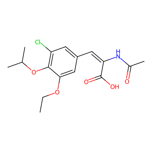 (E)-2-acetamido-3-(3-chloro-5-ethoxy-4-isopropoxyphenyl)acrylic acid structure