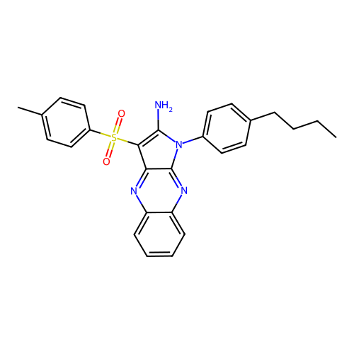 1-(4-butylphenyl)-3-tosyl-1H-pyrrolo[2,3-b]quinoxalin-2-amine structure