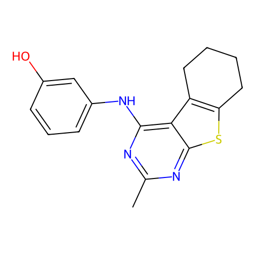 3-[(2-Methyl-5,6,7,8-tetrahydro[1]benzothieno[2,3-d]pyrimidin-4-yl)amino]phenol structure