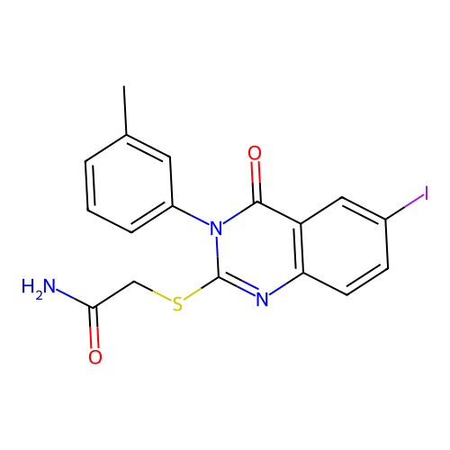 2-((6-Iodo-4-oxo-3-(m-tolyl)-3,4-dihydroquinazolin-2-yl)thio)acetamide structure