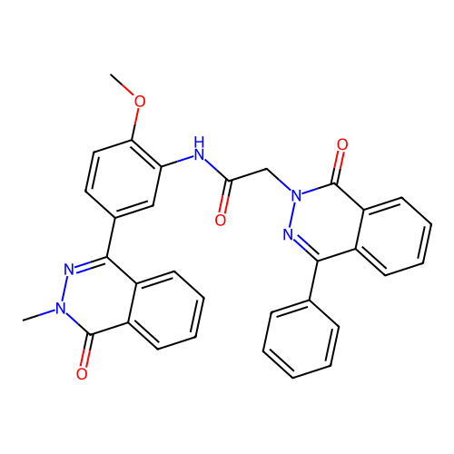 N-(2-methoxy-5-(3-methyl-4-oxo-3,4-dihydrophthalazin-1-yl)phenyl)-2-(1-oxo-4-phenylphthalazin-2(1H)-yl)acetamide structure