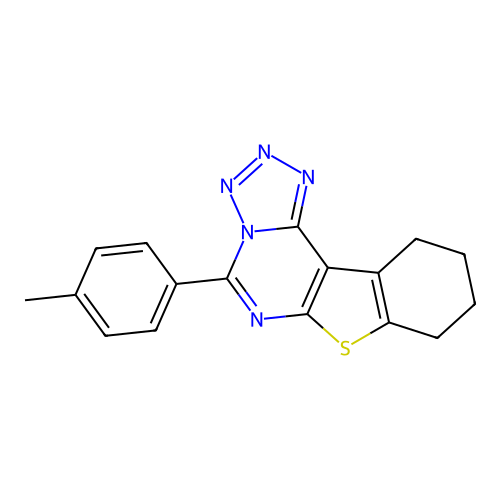 5-(4-methylphenyl)-8,9,10,11-tetrahydro[1]benzothieno[3,2-e]tetrazolo[1,5-c]pyrimidine structure