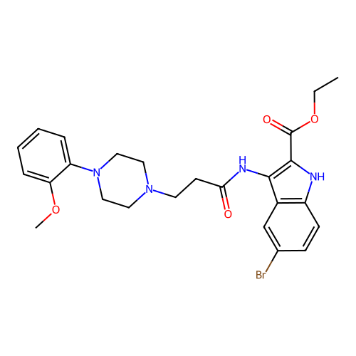 Ethyl 5-bromo-3-[3-[4-(2-methoxyphenyl)piperazin-1-yl]propanoylamino]-1H-indole-2-carboxylate structure