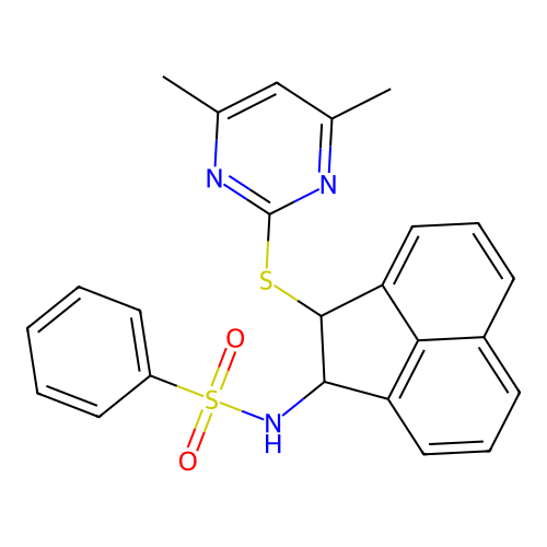 N-[2-(4,6-Dimethyl-pyrimidin-2-ylsulfanyl)-acenaphthen-1-yl]-benzenesulfonamide structure
