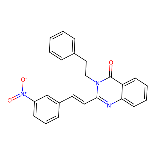 (E)-2-(3-nitrostyryl)-3-phenethylquinazolin-4(3H)-one structure