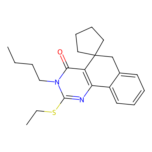 3-butyl-2-(ethylthio)-3H-spiro[benzo[h]quinazoline-5,1'-cyclopentan]-4(6H)-one structure