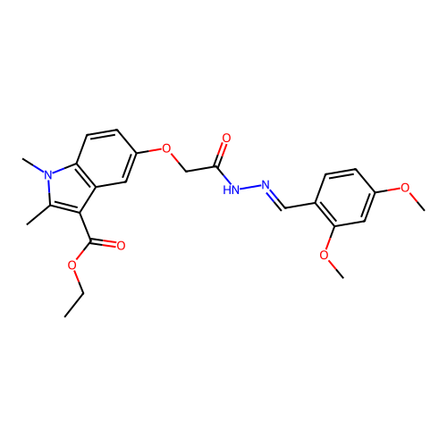 ethyl 5-(2-(2-(2,4-dimethoxybenzylidene)hydrazinyl)-2-oxoethoxy)-1,2-dimethyl-1H-indole-3-carboxylate structure
