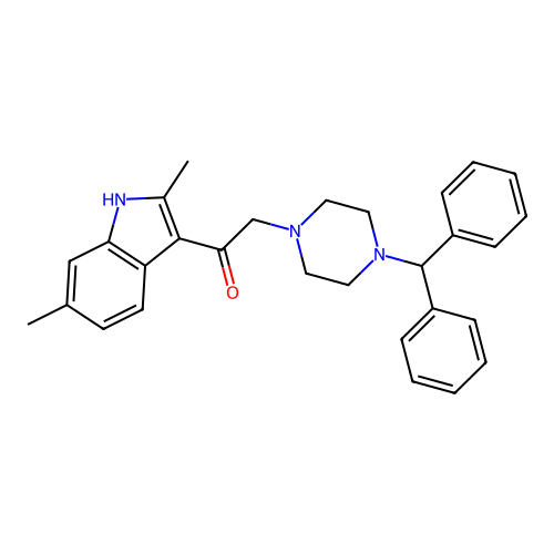 2-(4-benzhydrylpiperazin-1-yl)-1-(2,6-dimethyl-1H-indol-3-yl)ethanone structure
