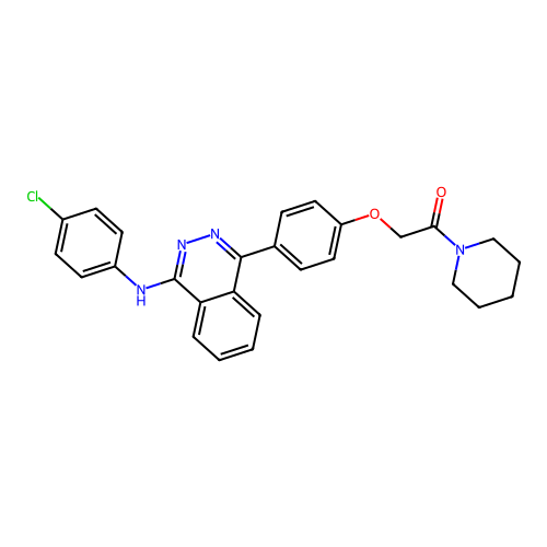 2-(4-(4-((4-chlorophenyl)amino)phthalazin-1-yl)phenoxy)-1-(piperidin-1-yl)ethanone structure