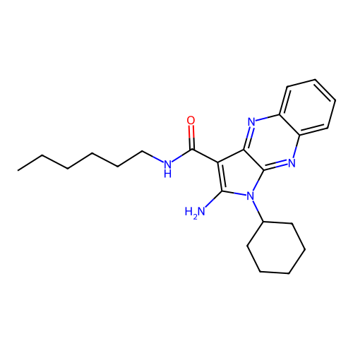 2-amino-1-cyclohexyl-N-hexyl-1H-pyrrolo[2,3-b]quinoxaline-3-carboxamide structure