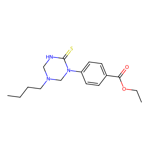 Ethyl 4-(5-butyl-2-thioxo-1,3,5-triazinan-1-yl)benzoate structure