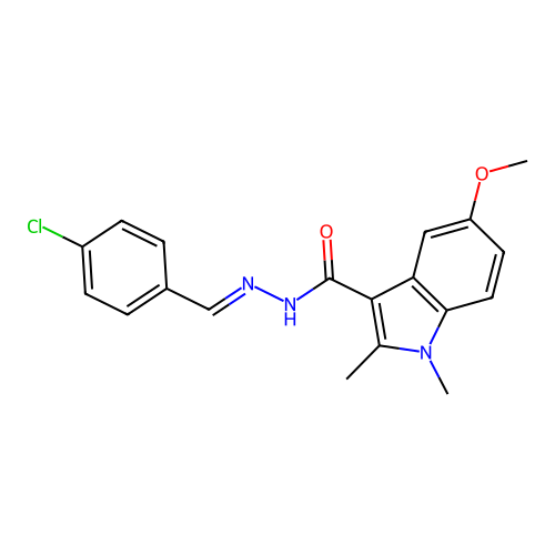N'-(4-chlorobenzylidene)-5-methoxy-1,2-dimethyl-1H-indole-3-carbohydrazide structure