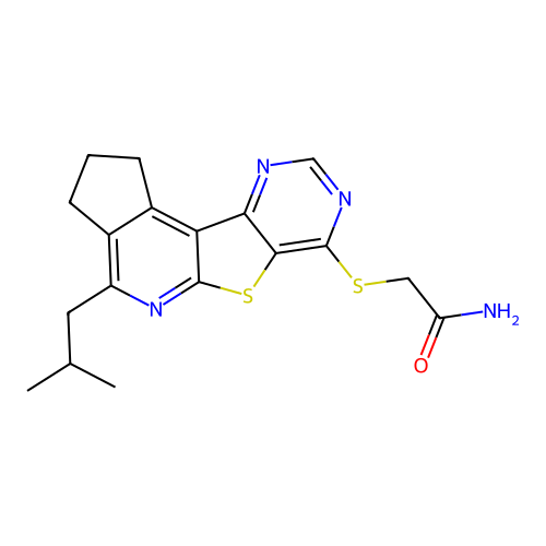 2-(4-Isobutyl-2,3-dihydro-1H-6-thia-5,8,10-triaza-cyclopenta[c]fluoren-7-ylsulfanyl)-acetamide structure