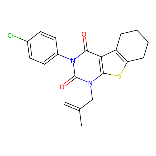 3-(4-chlorophenyl)-1-(2-methylallyl)-5,6,7,8-tetrahydrobenzo[4,5]thieno[2,3-d]pyrimidine-2,4(1H,3H)-dione structure