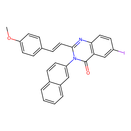 (E)-6-iodo-2-(4-methoxystyryl)-3-(naphthalen-2-yl)quinazolin-4(3H)-one structure