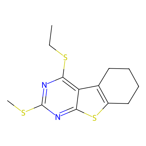 4-(ethylsulfanyl)-2-(methylsulfanyl)-5,6,7,8-tetrahydro[1]benzothieno[2,3-d]pyrimidine structure
