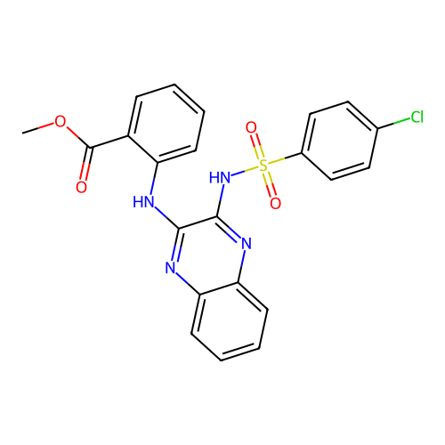 Methyl 2-[(3-{[(4-chlorophenyl)sulfonyl]amino}quinoxalin-2-yl)amino]benzoate structure