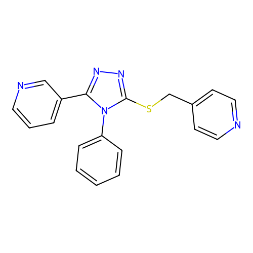 3-{4-phenyl-5-[(pyridin-4-ylmethyl)sulfanyl]-4H-1,2,4-triazol-3-yl}pyridine structure