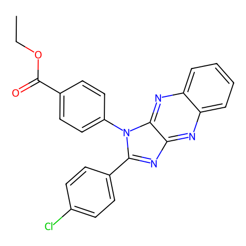 ethyl 4-(2-(4-chlorophenyl)-1H-imidazo[4,5-b]quinoxalin-1-yl)benzoate structure