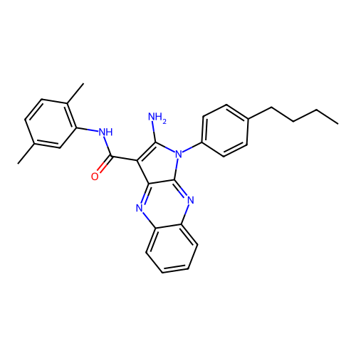 2-amino-1-(4-butylphenyl)-N-(2,5-dimethylphenyl)-1H-pyrrolo[2,3-b]quinoxaline-3-carboxamide structure
