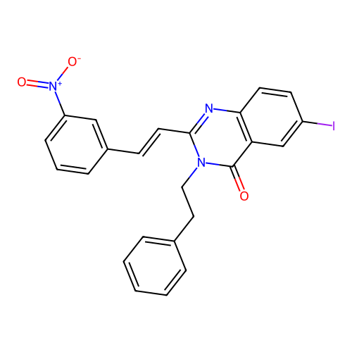 (E)-6-iodo-2-(3-nitrostyryl)-3-phenethylquinazolin-4(3H)-one structure