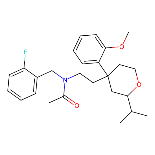 N-(2-fluorobenzyl)-N-(2-(2-isopropyl-4-(2-methoxyphenyl)tetrahydro-2H-pyran-4-yl)ethyl)acetamide structure
