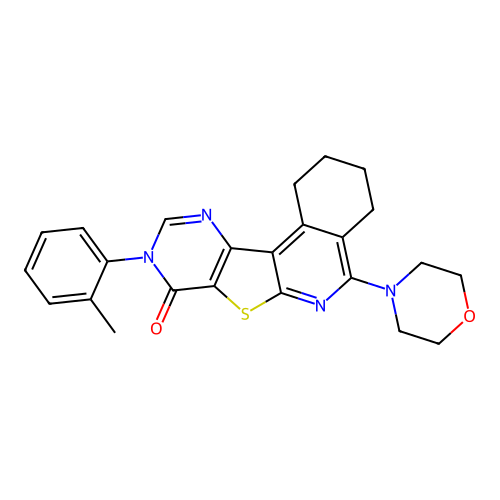 5-morpholino-9-(o-tolyl)-1,2,3,4-tetrahydropyrimido[4',5':4,5]thieno[2,3-c]isoquinolin-8(9H)-one structure