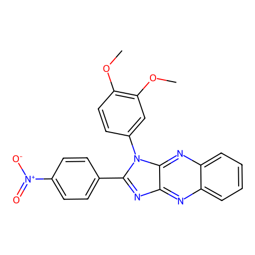 1-(3,4-dimethoxyphenyl)-2-(4-nitrophenyl)-1H-imidazo[4,5-b]quinoxaline structure