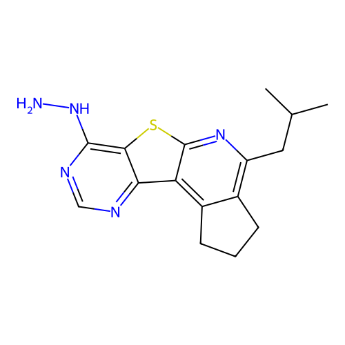 7-hydrazinyl-4-(2-methylpropyl)-2,3-dihydro-1H-cyclopenta[4',5']pyrido[3',2':4,5]thieno[3,2-d]pyrimidine structure