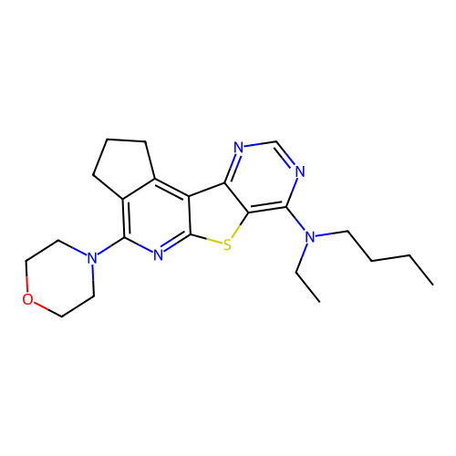 N-butyl-N-ethyl-4-(morpholin-4-yl)-2,3-dihydro-1H-cyclopenta[4',5']pyrido[3',2':4,5]thieno[3,2-d]pyrimidin-7-amine structure