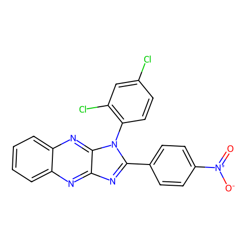 1-(2,4-dichlorophenyl)-2-(4-nitrophenyl)-1H-imidazo[4,5-b]quinoxaline structure