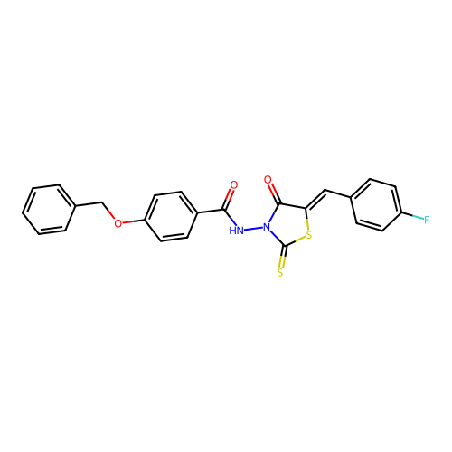(Z)-4-(benzyloxy)-N-(5-(4-fluorobenzylidene)-4-oxo-2-thioxothiazolidin-3-yl)benzamide structure