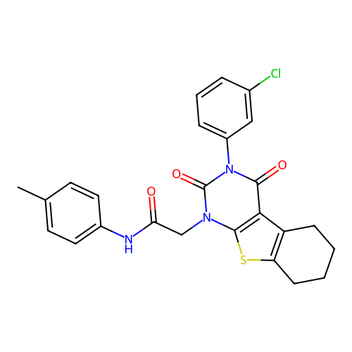 2-(3-(3-chlorophenyl)-2,4-dioxo-3,4,5,6,7,8-hexahydrobenzo[4,5]thieno[2,3-d]pyrimidin-1(2H)-yl)-N-(p-tolyl)acetamide structure