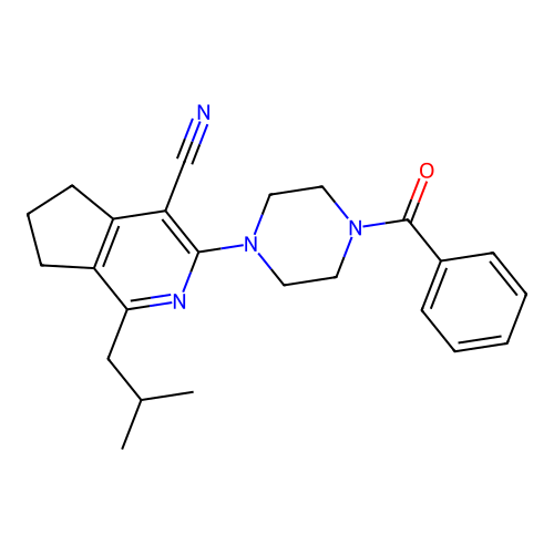 3-(4-benzoyl-1-piperazinyl)-1-(2-methylpropyl)-6,7-dihydro-5H-cyclopenta[c]pyridine-4-carbonitrile structure