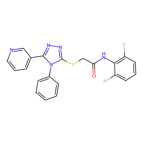 N-(2,6-difluorophenyl)-2-[(4-phenyl-5-pyridin-3-yl-1,2,4-triazol-3-yl)sulfanyl]acetamide structure