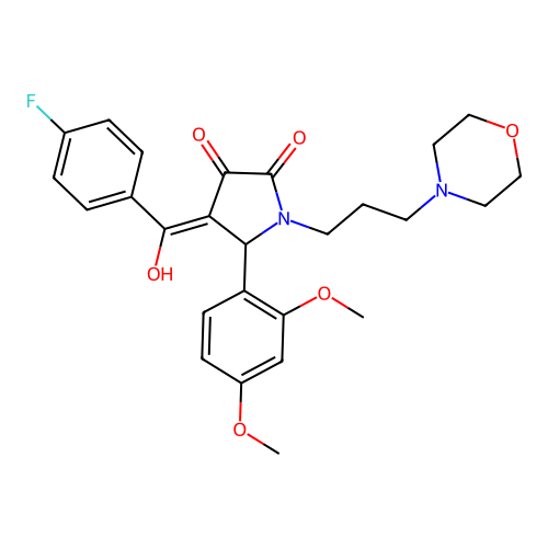 (4E)-5-(2,4-dimethoxyphenyl)-4-[(4-fluorophenyl)(hydroxy)methylidene]-1-[3-(morpholin-4-yl)propyl]pyrrolidine-2,3-dione structure