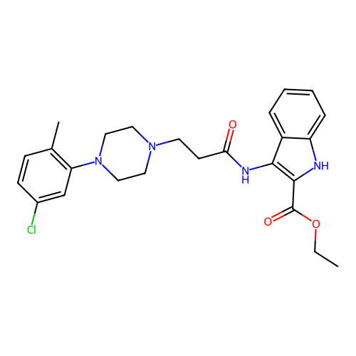 ethyl 3-(3-(4-(5-chloro-2-methylphenyl)piperazin-1-yl)propanamido)-1H-indole-2-carboxylate structure