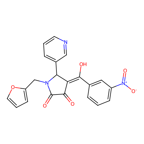 (4E)-1-(furan-2-ylmethyl)-4-[hydroxy(3-nitrophenyl)methylidene]-5-(pyridin-3-yl)pyrrolidine-2,3-dione structure
