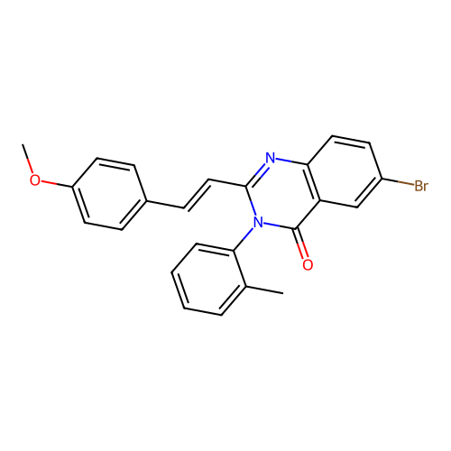 (E)-6-bromo-2-(4-methoxystyryl)-3-(o-tolyl)quinazolin-4(3H)-one structure