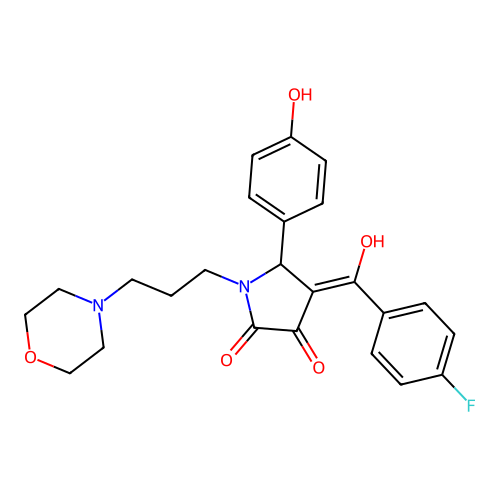 (4E)-4-[(4-fluorophenyl)-hydroxymethylidene]-5-(4-hydroxyphenyl)-1-(3-morpholin-4-ylpropyl)pyrrolidine-2,3-dione structure