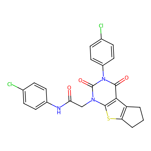 N-(4-chlorophenyl)-2-(3-(4-chlorophenyl)-2,4-dioxo-2,3,4,5,6,7-hexahydro-1H-cyclopenta[4,5]thieno[2,3-d]pyrimidin-1-yl)acetamide structure