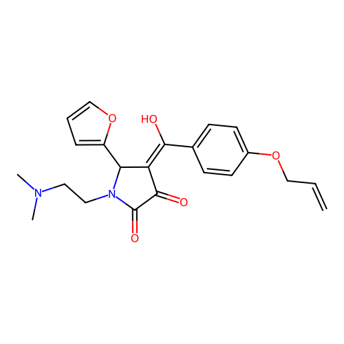 (4E)-1-(2-dimethylaminoethyl)-5-(furan-2-yl)-4-[hydroxy-(4-prop-2-enoxyphenyl)methylidene]pyrrolidine-2,3-dione structure