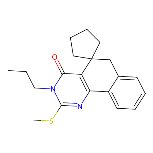 2-(methylthio)-3-propyl-3H-spiro[benzo[h]quinazoline-5,1'-cyclopentan]-4(6H)-one structure