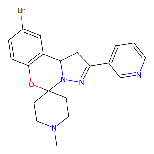 9'-bromo-1-methyl-2'-(pyridin-3-yl)-1',10b'-dihydrospiro[piperidine-4,5'-pyrazolo[1,5-c][1,3]benzoxazine] structure