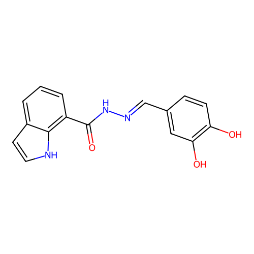 N'-(3,4-dihydroxybenzylidene)-1H-indole-7-carbohydrazide structure
