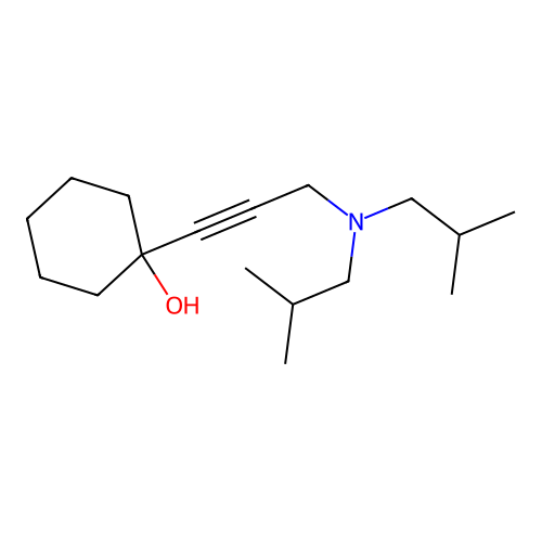 1-{3-[Bis(2-methylpropyl)amino]prop-1-yn-1-yl}cyclohexanol structure