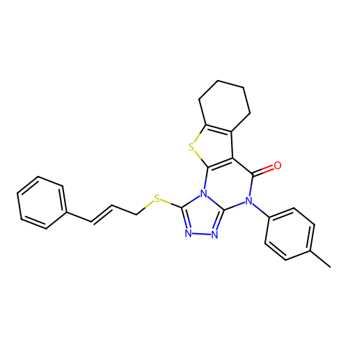 1-(cinnamylthio)-4-(p-tolyl)-6,7,8,9-tetrahydrobenzo[4,5]thieno[3,2-e][1,2,4]triazolo[4,3-a]pyrimidin-5(4H)-one structure