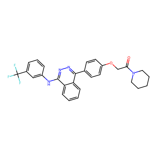 1-(1-piperidyl)-2-[4-[4-[[3-(trifluoromethyl)phenyl]amino]phthalazin-1-yl]phenoxy]ethanone structure